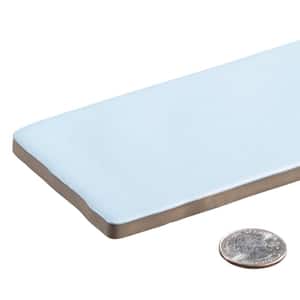 Parado Rectangle 11.02 in. x 2.95 in. Matte Rowe Blue Porcelain Marble Tile (5.42 sq. ft./case)