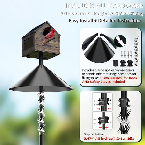 40" Raccoon & Squirrel Spikes Deterrent - Stainless Steel Guard For Bird Feeder Poles, Trees, Fences, Roofs & Pipes