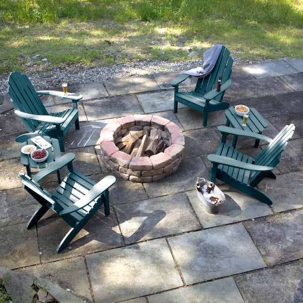 Highwood Classic Wesport Nantucket Blue 6-Piece Plastic Patio Fire Pit Seating Set