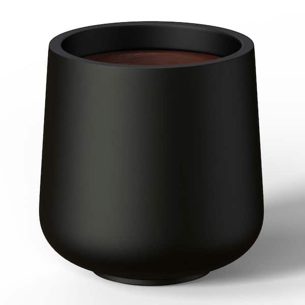 17 in. Large Charcoal Black (Enhanced Interior) Concrete Round Planter/Pot with Drainage Holes