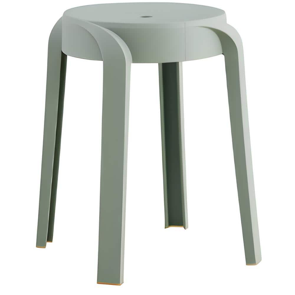 Green Round Stackable Nesting Plastic Outdoor Bar Stool, Flexible Seating D