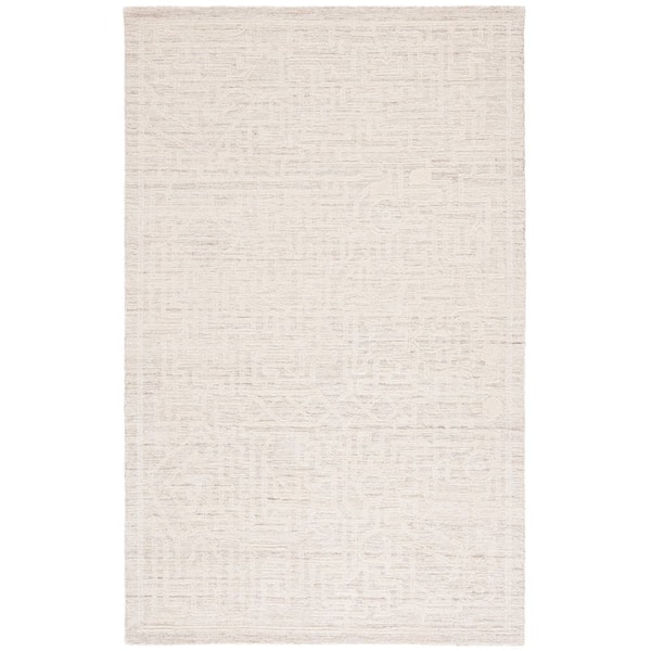 Abstract 8 ft. x 10 ft. Beige/Ivory Geometric Maze Area Rug