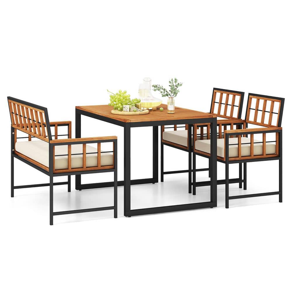 4 PCS Acacia Wood Patio Dining Set with 1 Rectangular Table price history on PriceWatchPro