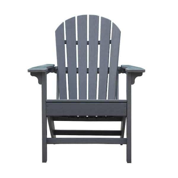 Wildaven Classic Dark Gray Adirondack Chair TX Standard HDPE Patio Chair Outdoor Plastic Adirondack Chair