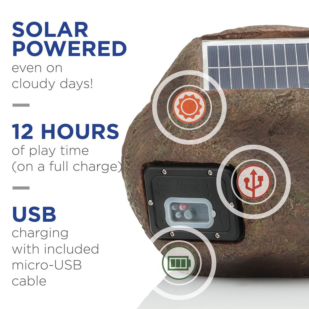 Gray Solar-Powered Outdoor Rock Bluetooth Speaker Set