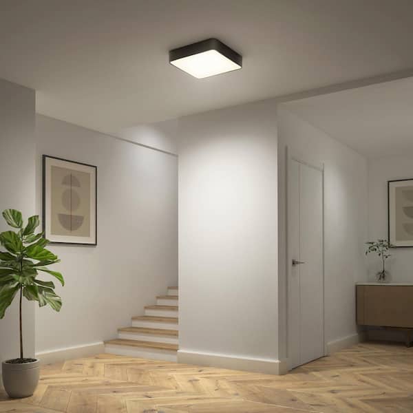 Lydel 13 in. Black 3CCT Integrated LED Matte Black Flush Mount Light