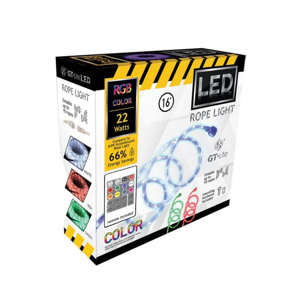 16ft Color-Changing LED Outdoor Rope Lights with Remote