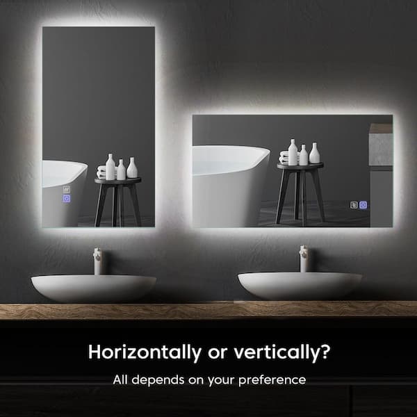 72 in. W x 36 in. H Large Rectangular Frameless Anti-Fog Backlit LED Light Wall Mounted Bathroom Vanity Mirror, Silver
