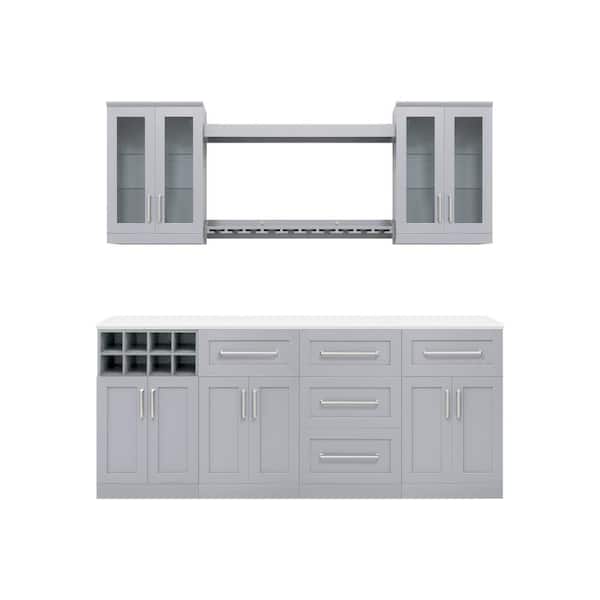 NewAge Products Home Bar 21 in. Gray Cabinet Set (9-Piece)