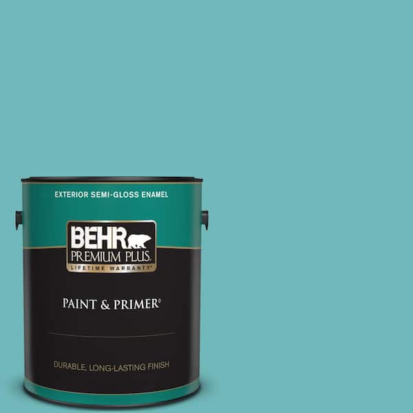 BEHR PREMIUM PLUS 1 gal. #510D-5 Surfer Semi-Gloss Enamel Exterior Paint & Primer