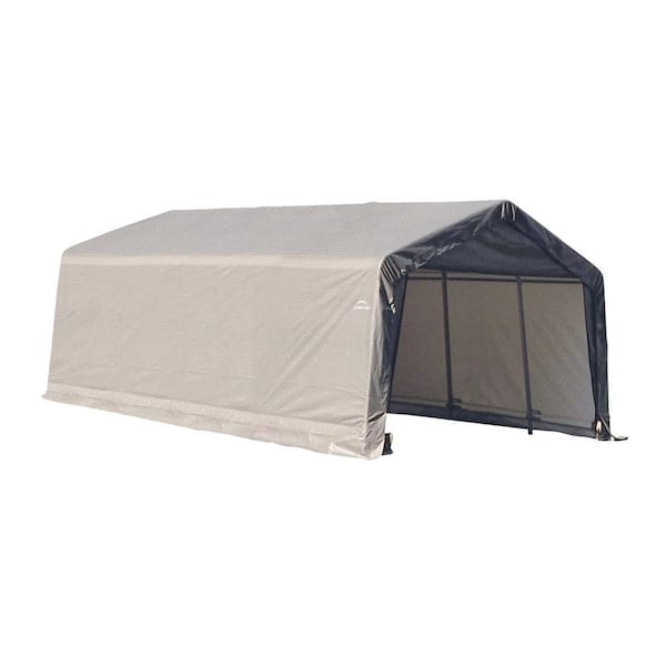 ShelterLogic 13 ft. W x 20 ft. D x 10 ft. H Steel and Polyethylene Garage without Floor in Grey with Corrosion-Resistant Frame