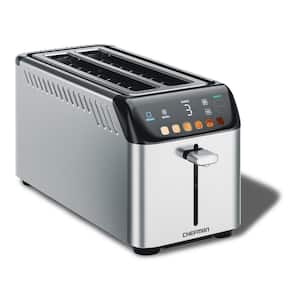 1500 W 4-Slice Stainless Steel Digital Long Slot Toaster with Touchscreen, Bagel Mode, and plus 10 Button