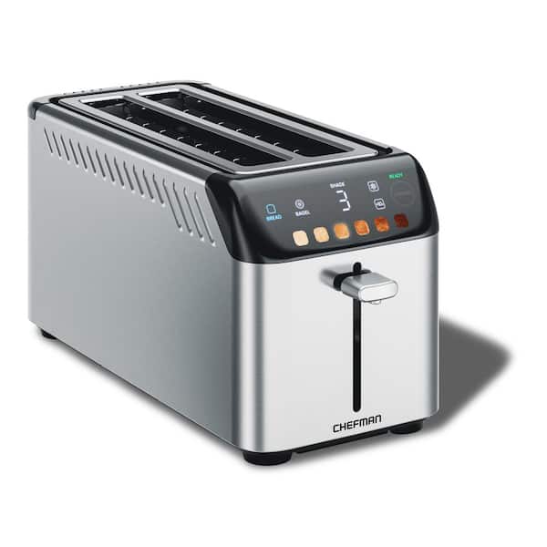Chefman 1500 W 4-Slice Stainless Steel Digital Long Slot Toaster with  Touchscreen, Bagel Mode, and plus 10 Button RJ31-SS-T-LS - The Home Depot