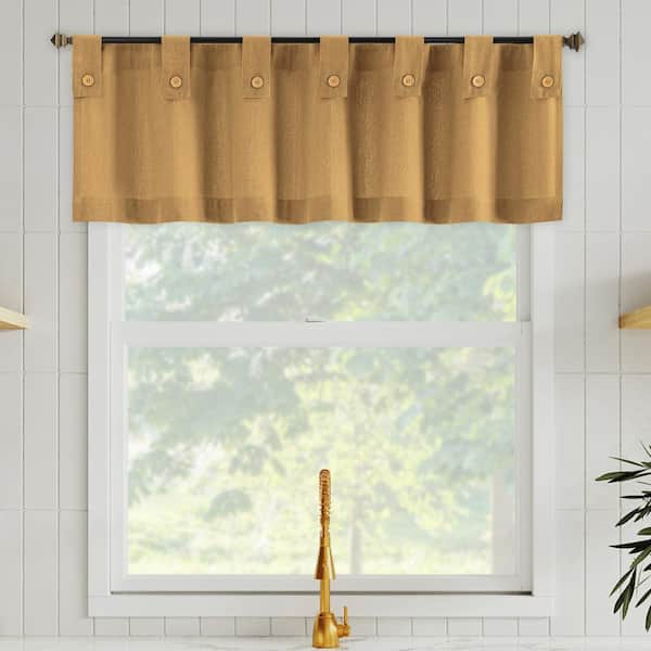 Sun Zero Boulder Camel Cotton Blend 54 in. W x 14 in. L Tab Top Light Filtering Curtain Valance for Kitchens (Single Panel)