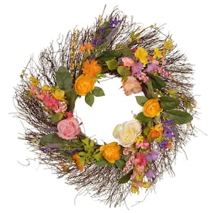 24 in. Artificial Spring Wildflower Wreath