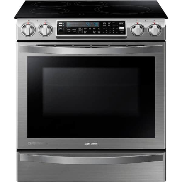 Samsung Chef Collection 30 in. 5.8 cu. ft. Slide-In Flex Duo Electric Induction Range with Convection Oven in Stainless Steel