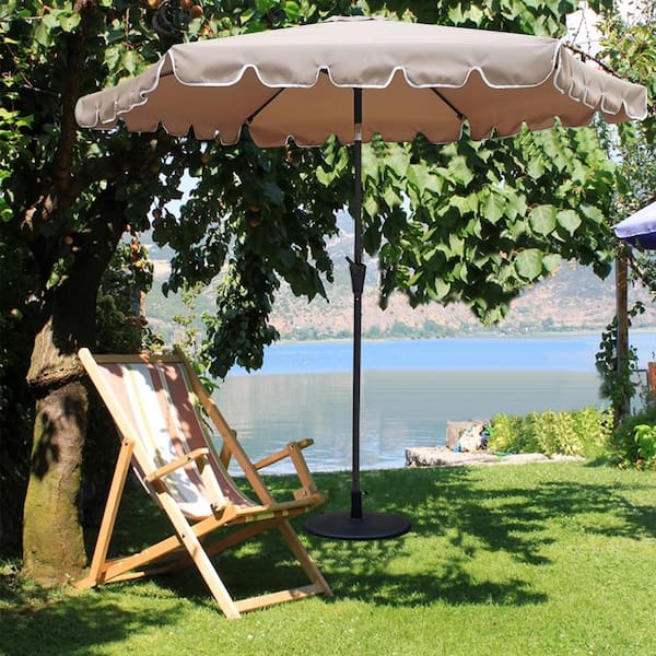 Maincraft 8.8 ft. Steel Scalloped Patio Market Umbrella with Carry Bag, Taupe