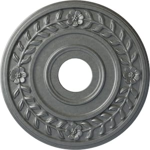 1 in. x 16-1/4 in. x 16-1/4 in. Polyurethane Wreath Ceiling Medallion, Platinum