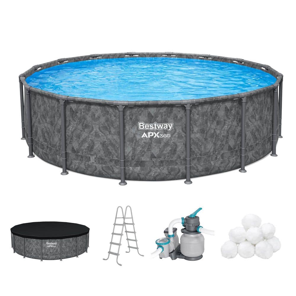 Bestway APX 365 16 ft. Round 48 in. Deep Above Ground Pool Set 561NPE ...