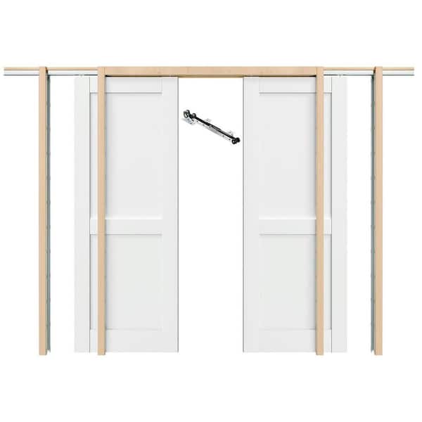 TENONER (2x24) 48 in. x 80 in. 2-Panel White Primed Pine Wood Core