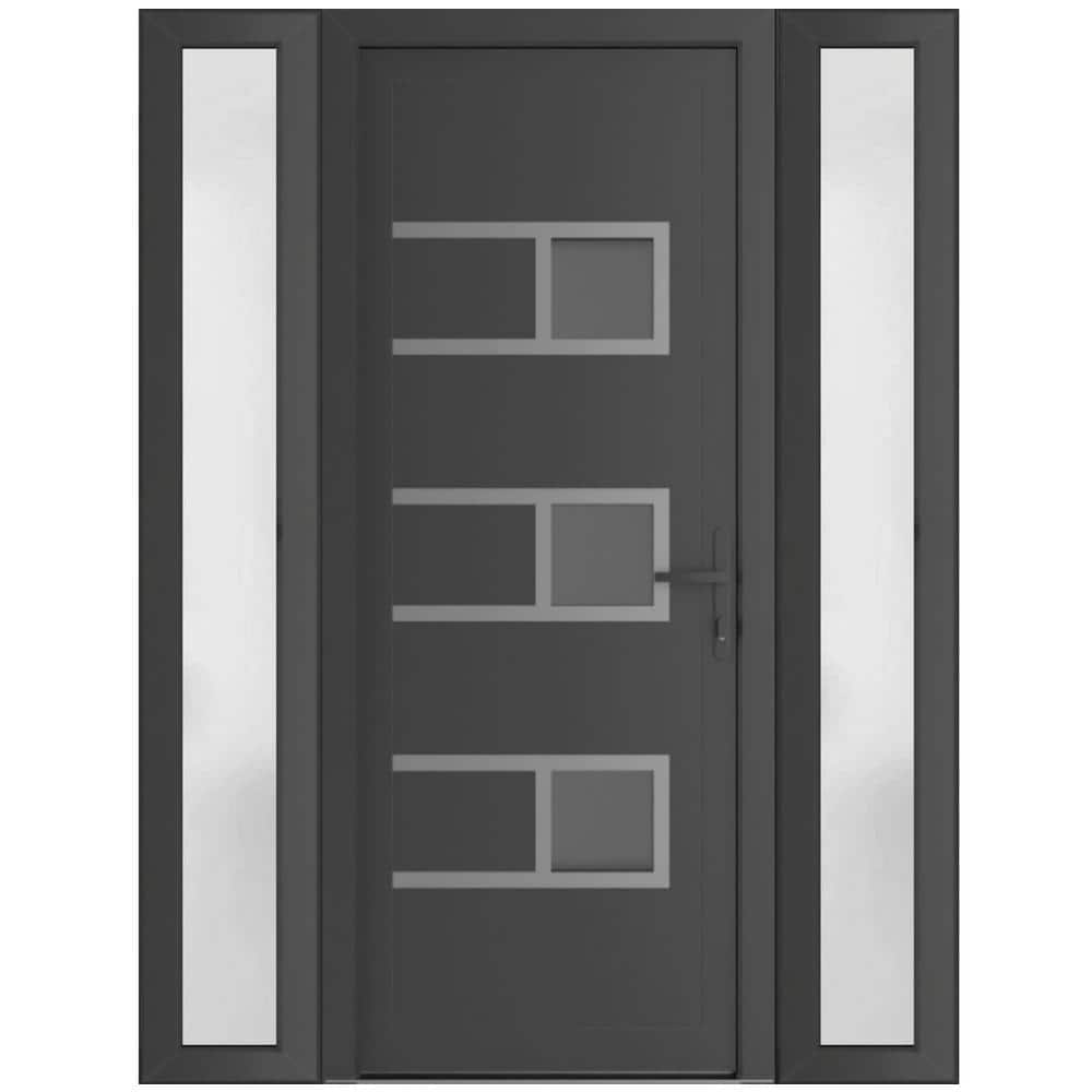 54 in. x 80 in. Left-hand/Inswing Mirrored Glass Antracite Grey Steel Prehung Front Door with Hardware price history on PriceWatchPro