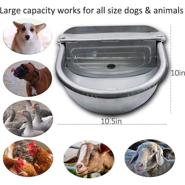 N/A Automatic Large Pet Water Bowl Dispenser Stainless Steel Trough for Dogs Cats Poultry Livestock with Hose Adapter