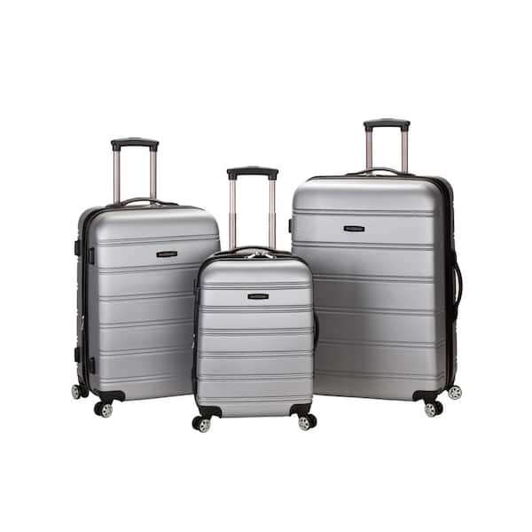 Rockland Melbourne 3-Piece Hardside Spinner Luggage Set, Silver