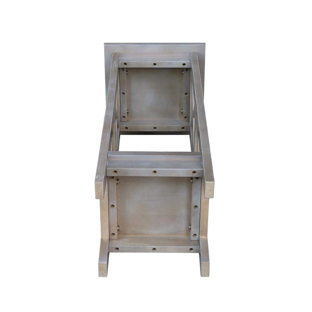 30" Washed Gray Taupe X-Sided Hardwood Plant Stand