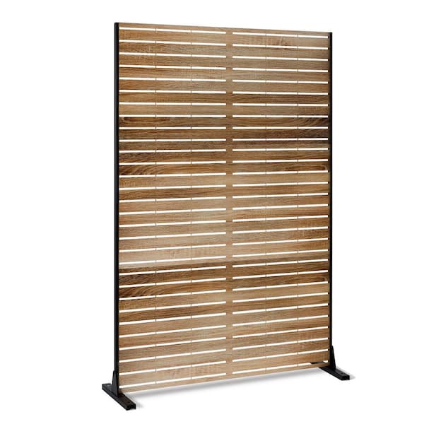 47 in. W x 71 in. H Brown Metal Privacy Screen-Decorative Outdoor Panel for Deck, Patio, Balcony & Garden