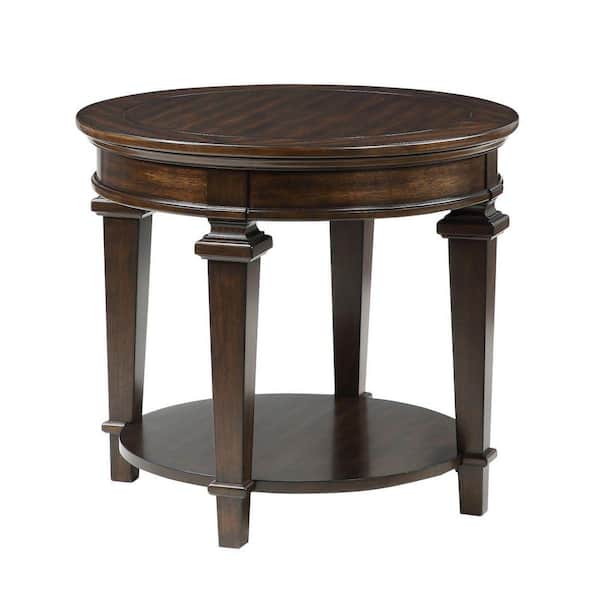 Benjara 28 in. Brown Round Wood End Table with Open Bottom Shelf