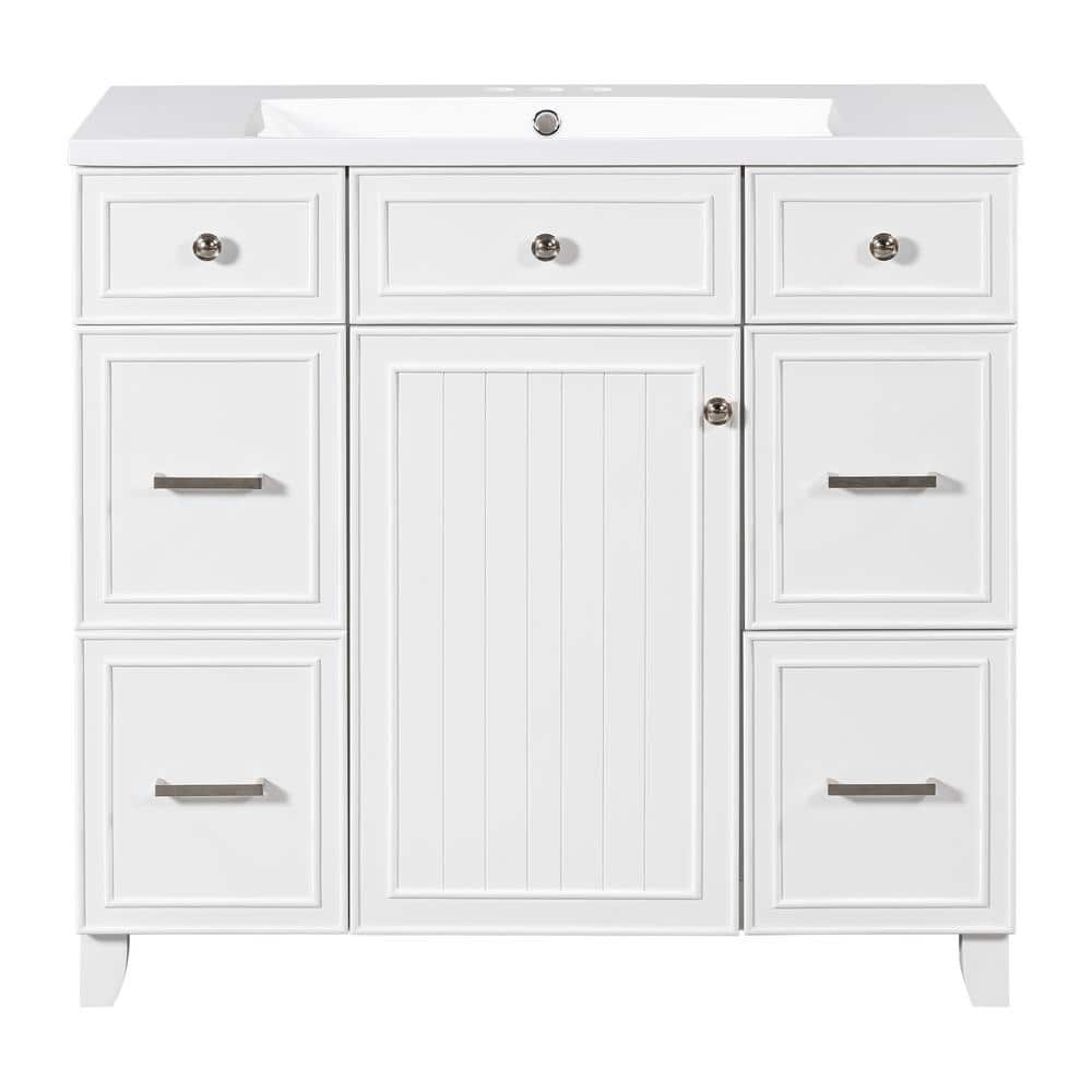 36in.Wx18in.Dx34.3in.H Freestanding Bath Vanity Single Sink Top Set in Whit
