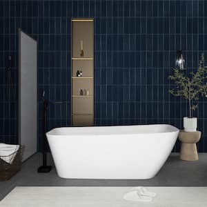 63 in. x 28 in. Soaking Bathtub with Reversible Drain in Glossy White