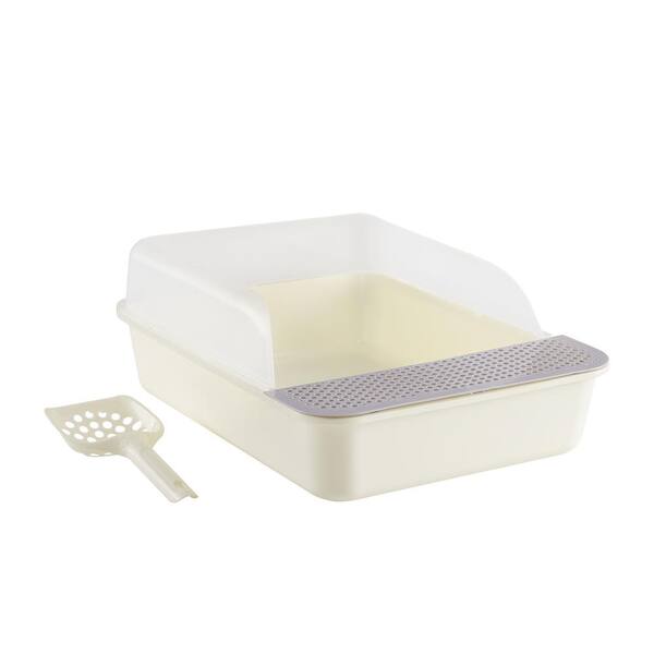 Extra Large Cat Litter Box With Grate Sand Drain Pedal, High Fence Anti