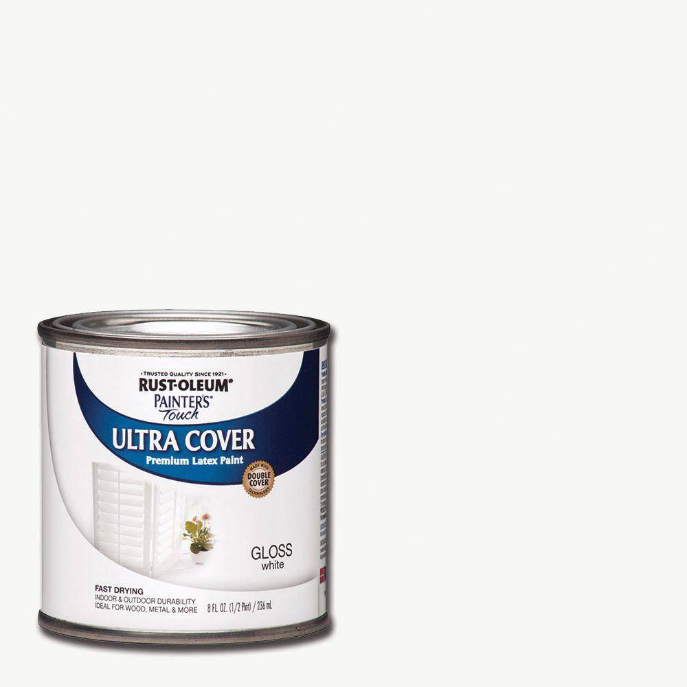 Rust-Oleum 1992730 Painter's Touch Latex Paint, Half Pint, Gloss White 8 Fl  Oz (Pack of 1) - House Paint 