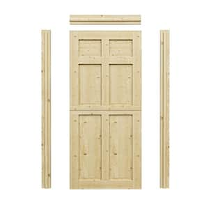 36 in. x 80 in. Solid Pine Universal Paneled 6-Lite Unfinished Dutch Wood Prehung Front Door with Quick Assemble Jamb