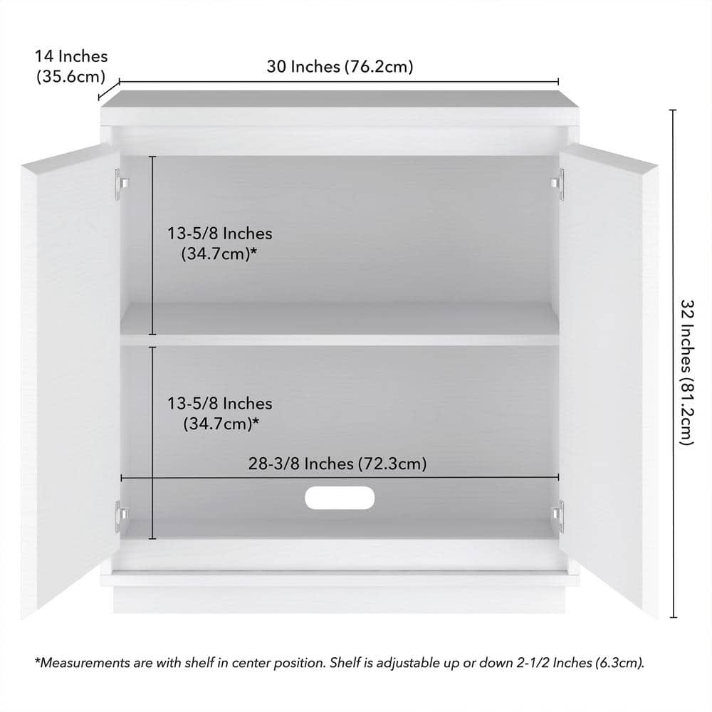 White Rectangular Accent Cabinet with Adjustable Shelving