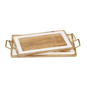 Monroe Lane Modern Wood Tray - Set of 2, Brown