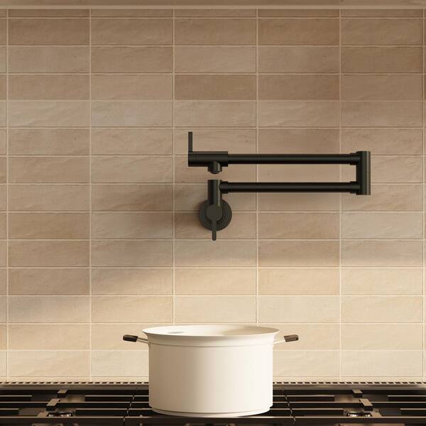 Wall Mounted Cold-Water Pot Filler with Handle in Matte Black