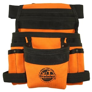 Orange Canvas 10-Pocket Tool Pouch with Belt