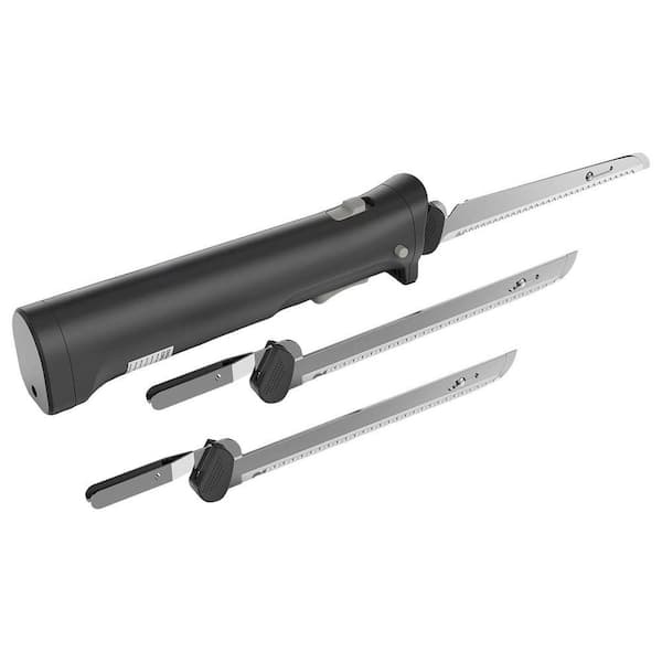 10.83 in. Stainless Steel Cordless Electric Knife with Ergonomic Handle and 4 Blades for Meat, Bread, Fish
