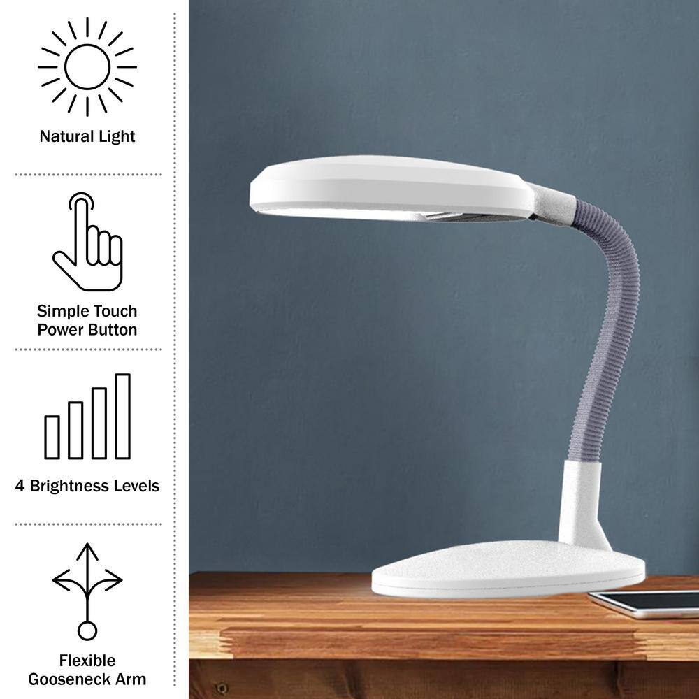 White Adjustable LED Desk Lamp with Touch Dimmer