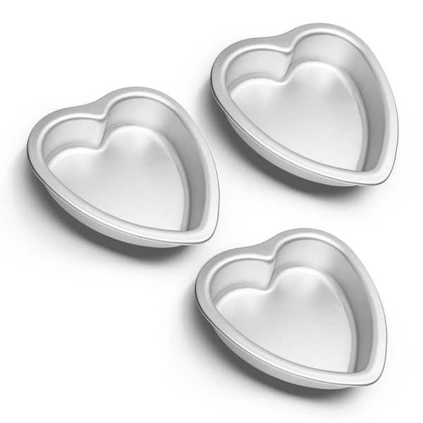 3-Piece Aluminum Heart Cake Pan Set Premium Quality Baking Non-Stick Heart Shape Pans for Special Occasions