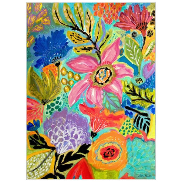 Empire Art Direct Multi-Colored 8 ft. x 10 ft. Secret Garden Floral II Washable Art Area Rug