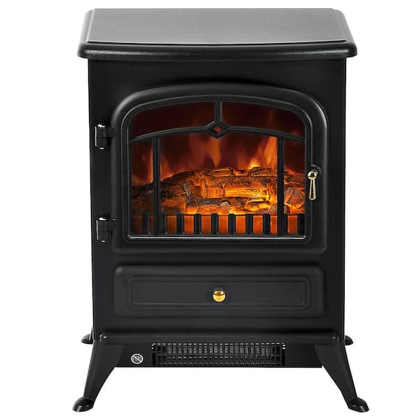16.25 in. LED Flame Freestanding Electric Fireplace Heater, Fire Place Stove in Black, Overheating Protection