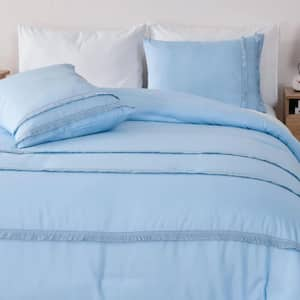 2-Piece Blue All Season Bedding Polyester Twin Size Comforter Set, Ultra Soft Elegant Bedding Comforters