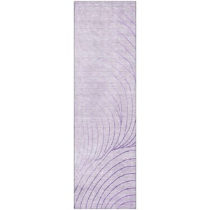 Mayfield Premium Machine Washable Abstract AMF2107 Lavender 2 ft. x 7 ft. Runner Rug