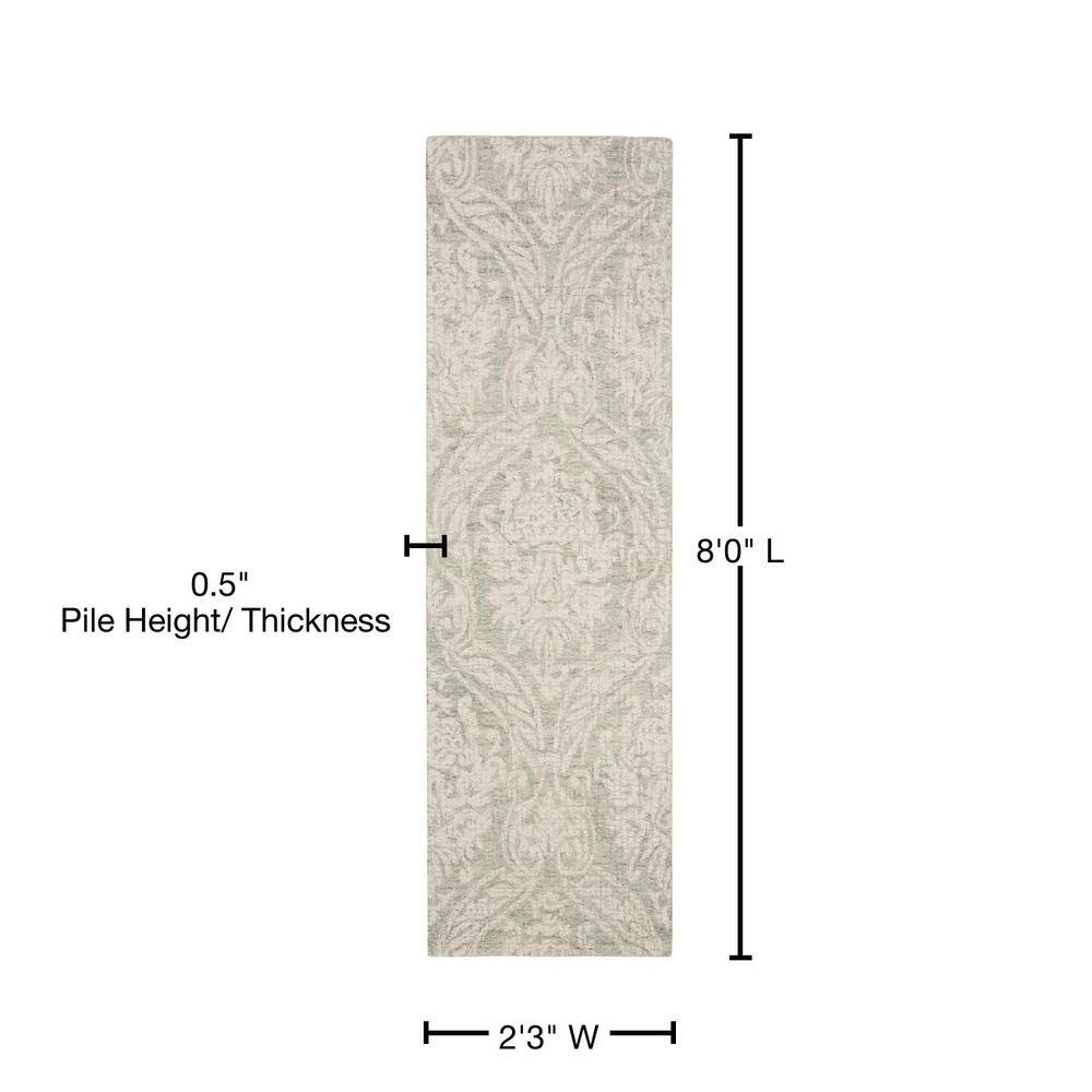 Handmade Gray Abstract Wool Tufted Runner Rug - 27" x 7"