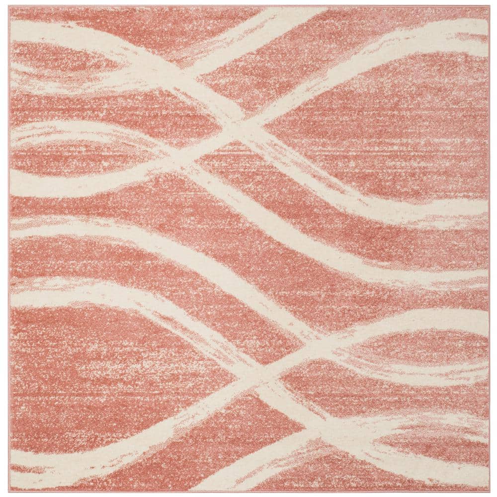 Adirondack Rose/Cream 8 ft. x 8 ft. Waves Square Area Rug price history on PriceWatchPro