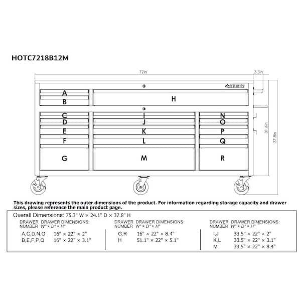 Husky Tool Storage 72 in. W x 21 in. D Standard Duty Gloss Red