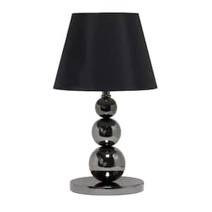 19.29 in. Black Modern Fashionable Stacked Ball Table Lamp with Black Fabric Shade